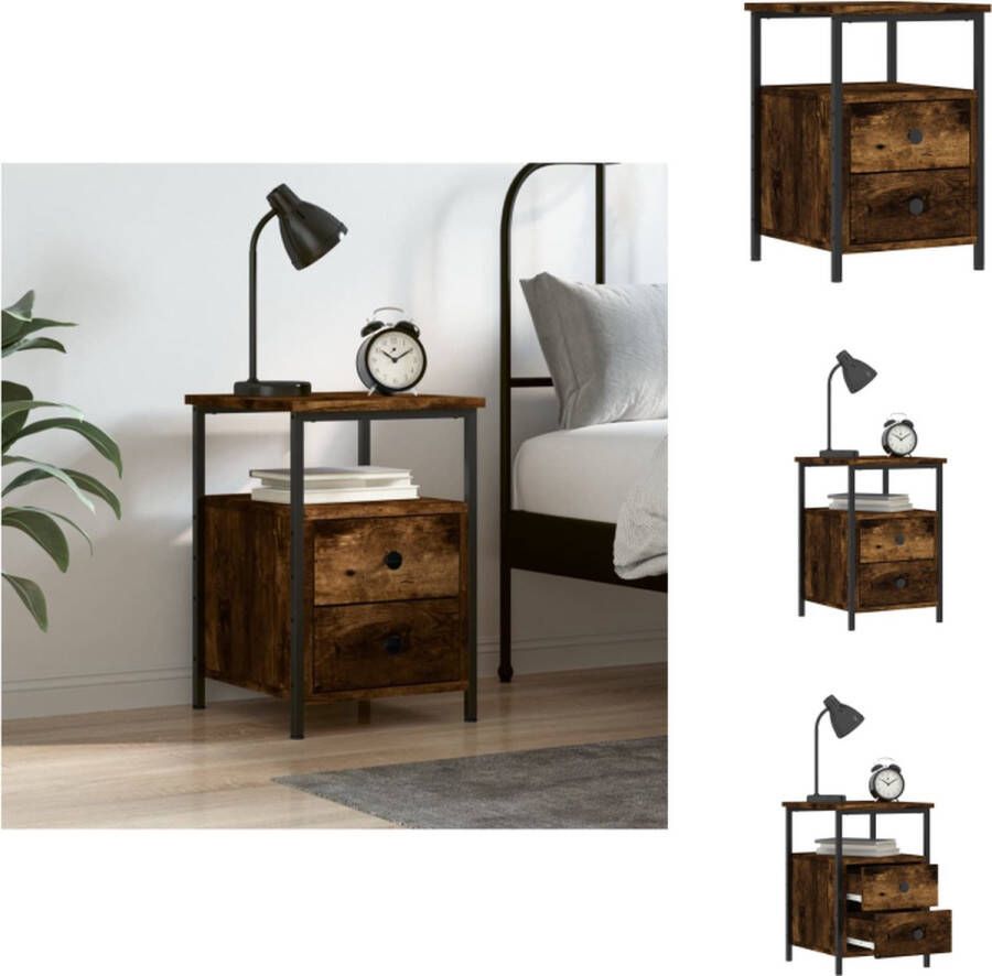VidaXL Nachtkastje Nachtkastjes Kast Slaapkamermeubel Nachtkastje 34x35-5x50 cm bewerkt hout gerookt eikenkleurig