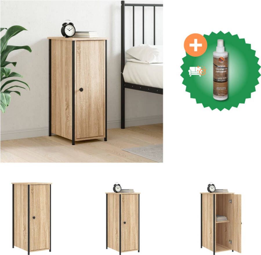 VidaXL Nachtkastje Industrieel 32 x 42 x 80 cm Sonoma Eiken 2 Vakken Verstelbare Poten Kast Inclusief Houtreiniger en verfrisser