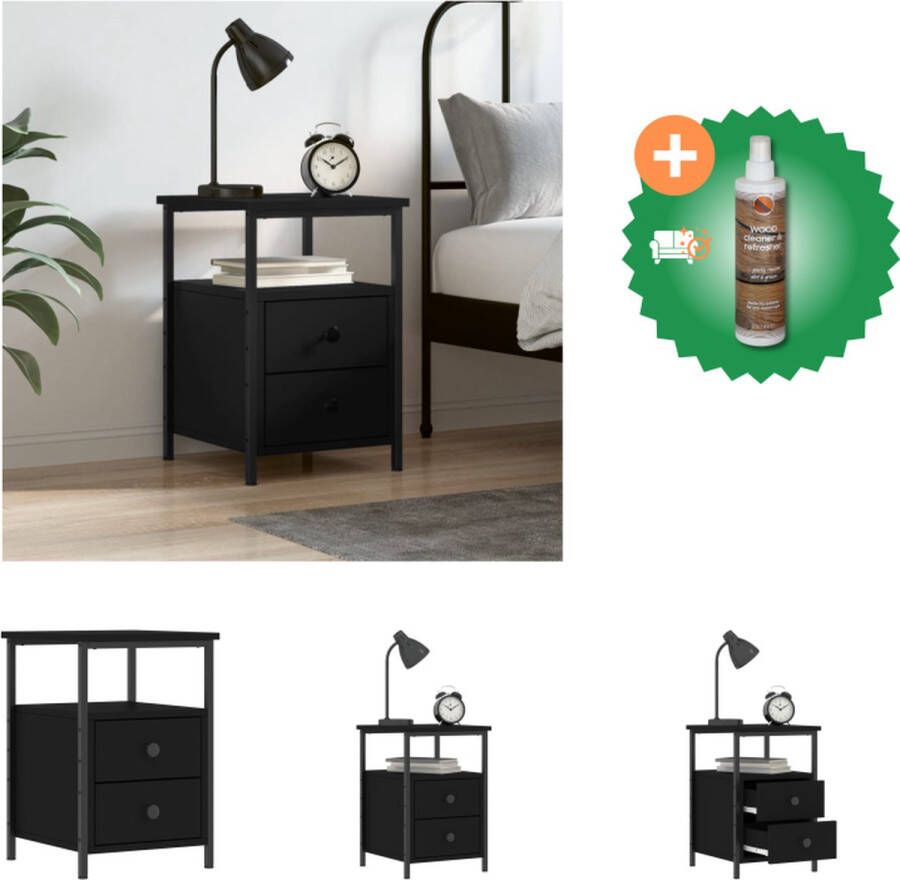 VidaXL Nachtkastje Industrieel 34 x 35.5 x 50 cm Zwart Kast Inclusief Houtreiniger en verfrisser