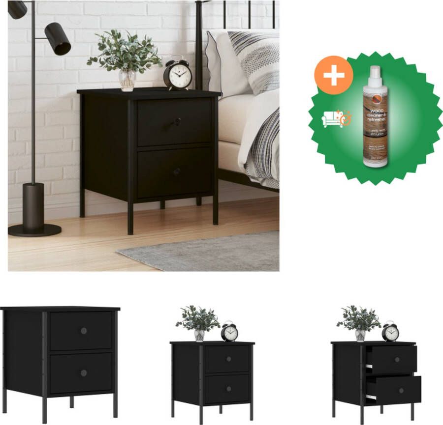 VidaXL Nachtkastje Industrieel 40 x 42 x 50 cm Zwart Kast Inclusief Houtreiniger en verfrisser