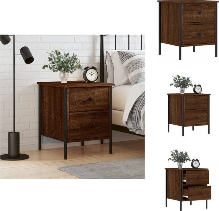 VidaXL Nachtkastje Nachtkastjes Kast Slaapkamermeubel Nachtkastje 40x42x50 cm bewerkt hout bruineikenkleurig