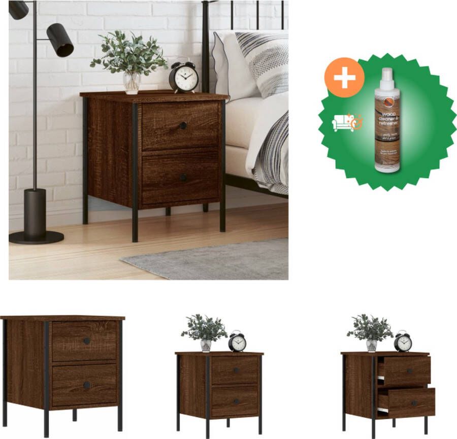 VidaXL Nachtkastje Industrieel Bruineiken 40 x 42 x 50 cm Duurzaam hout en ijzer Kast Inclusief Houtreiniger en verfrisser