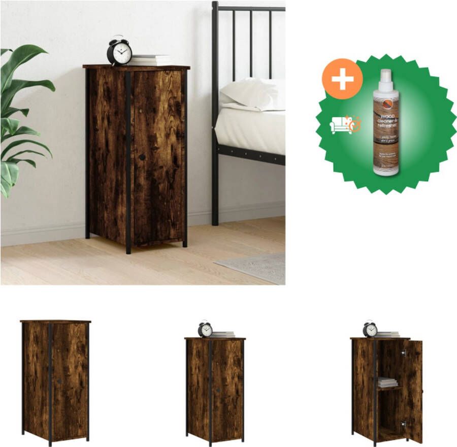 VidaXL Nachtkastje Industrieel Gerookt eiken 32x42x80cm Stevig Duurzaam Kast Inclusief Houtreiniger en verfrisser