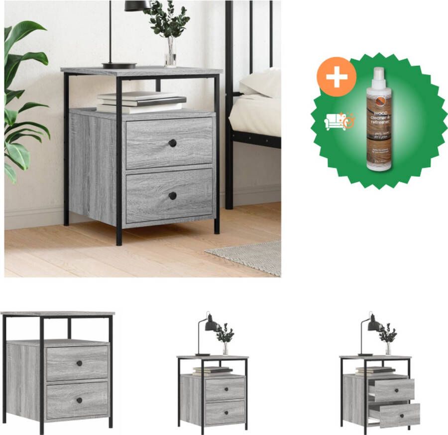 VidaXL Nachtkastje Industrieel Grijs Sonoma Eiken 44 x 45 x 60 cm Duurzaam Materiaal Kast Inclusief Houtreiniger en verfrisser