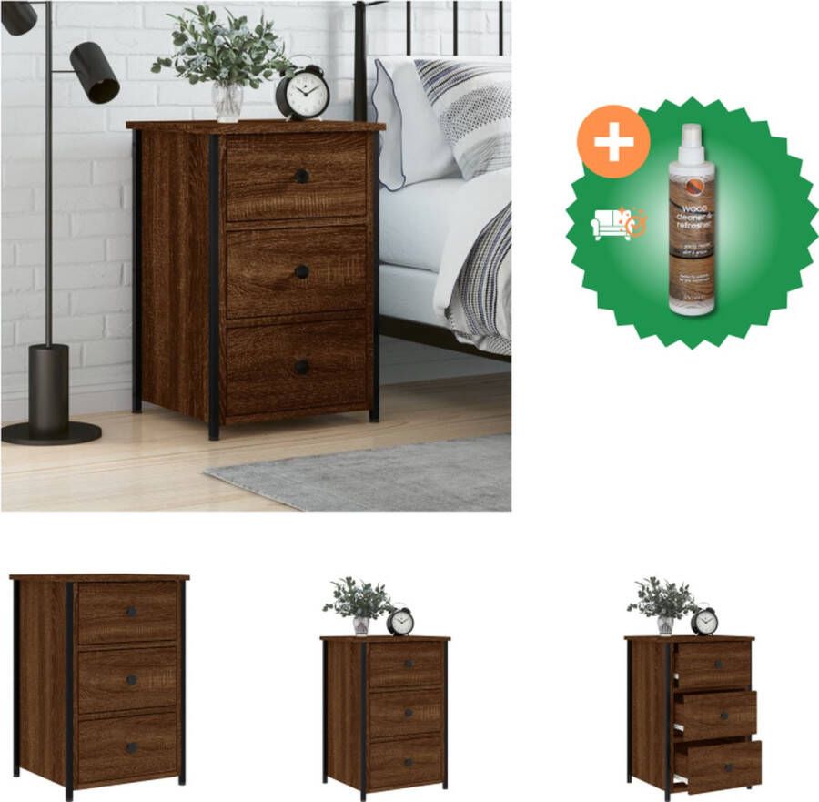 VidaXL Nachtkastje Industrieel Kroft Meubelstuk 40x36x60 cm Bruineiken Kast Inclusief Houtreiniger en verfrisser