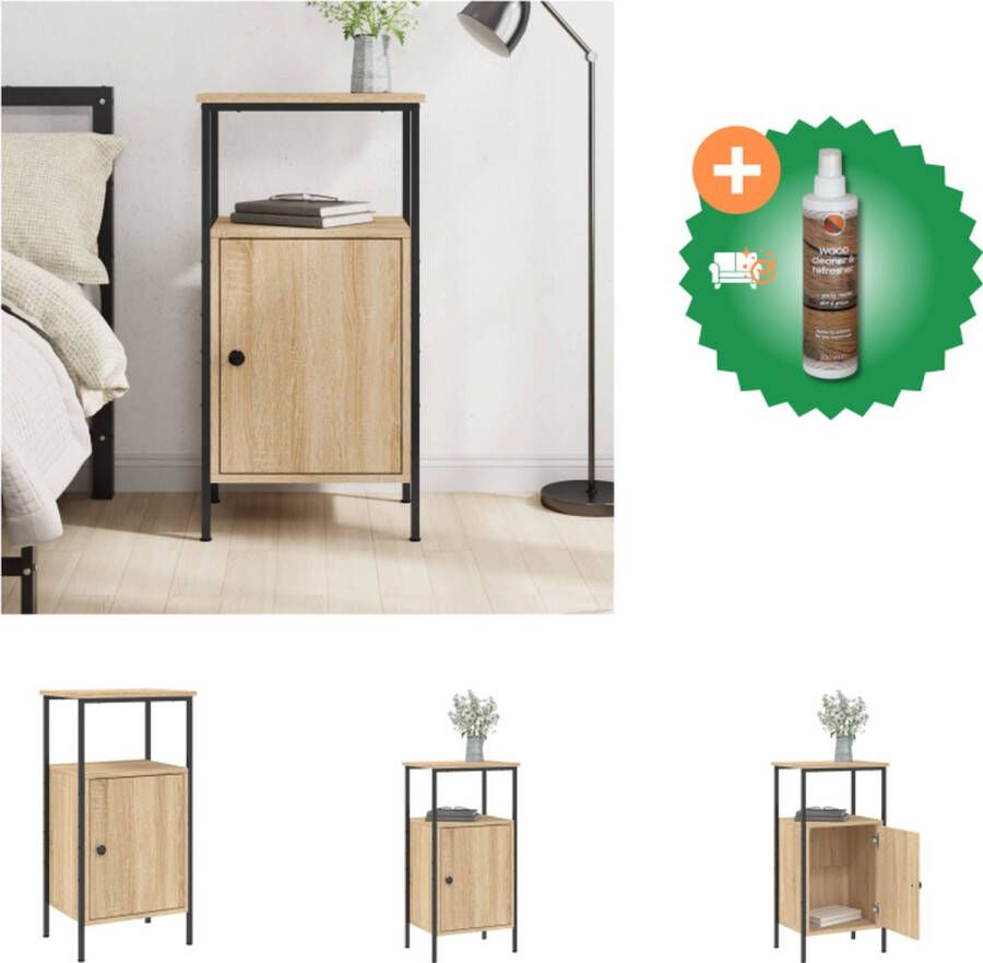 VidaXL Nachtkastje Industrieel Sonoma Eiken 41 x 31 x 80 cm Duurzaam hout en ijzer Kast Inclusief Houtreiniger en verfrisser