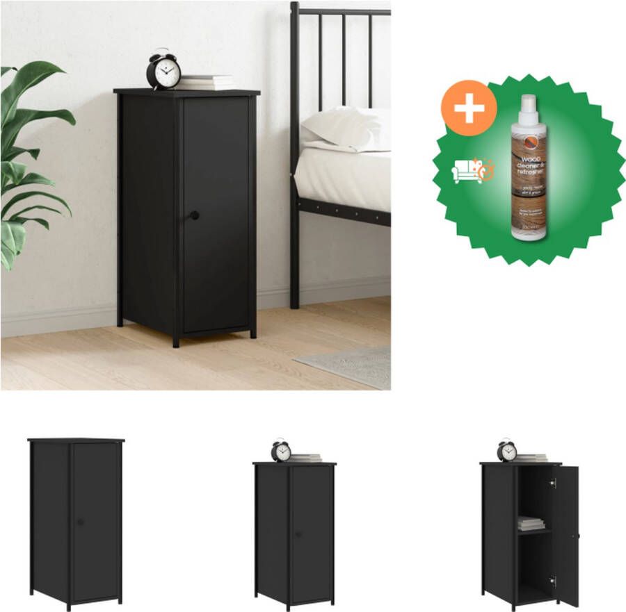 VidaXL Nachtkastje Industrieel Zwart 32 x 42 x 80 cm Duurzaam hout ijzer Stevig frame Voldoende opbergruimte Verstelbare poten Display functie Wandmontage vereist Kast Inclusief Houtreiniger en verfrisser