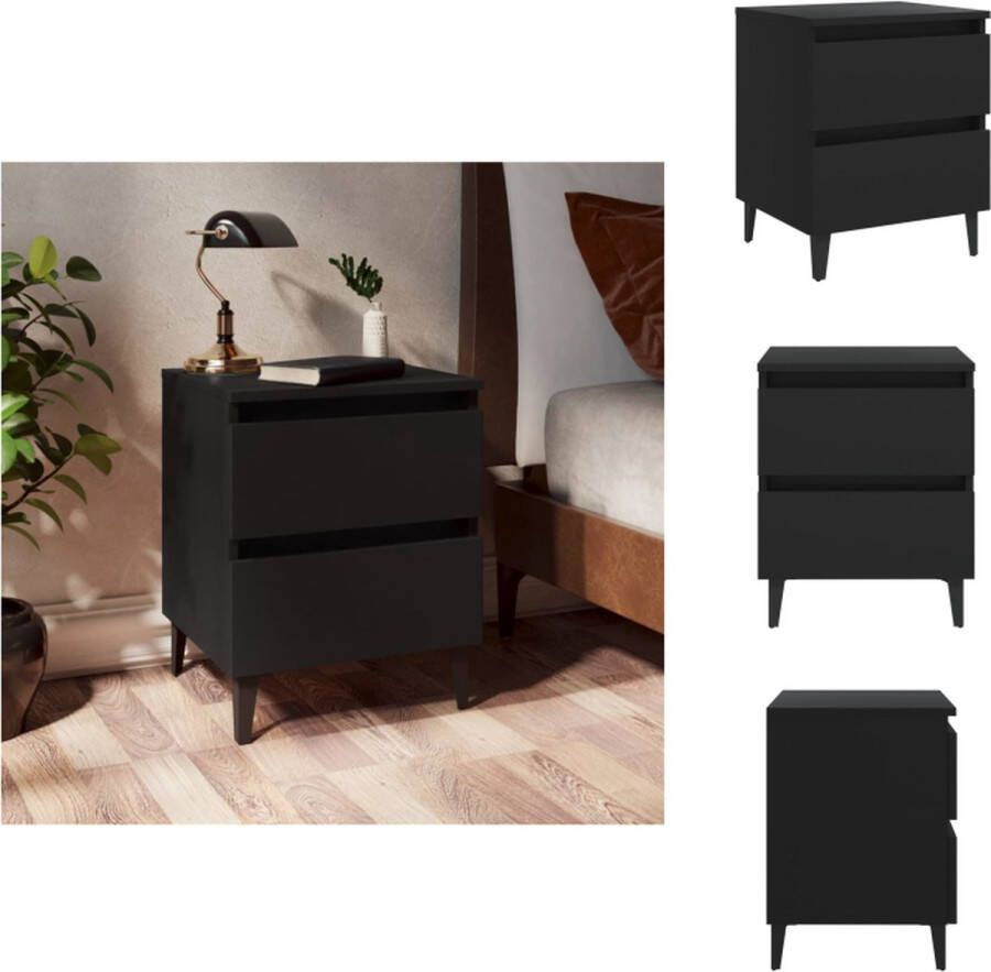 VidaXL Nachtkastje Nachtkastjes Kastje Kastjes Nachtkastje 40x35x50 cm bewerkt hout zwart - Foto 2