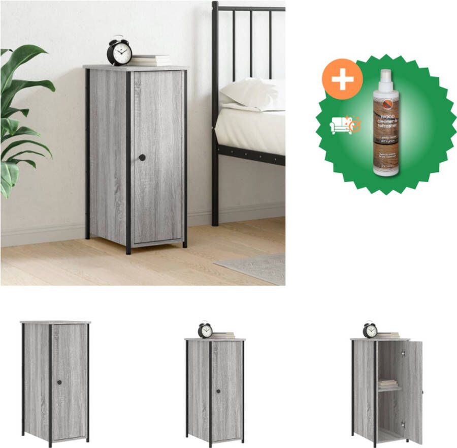 VidaXL Nachtkastje Industriële Grijs Sonoma Eiken 32 x 42 x 80 cm Duurzaam en Stevig Kast Inclusief Houtreiniger en verfrisser