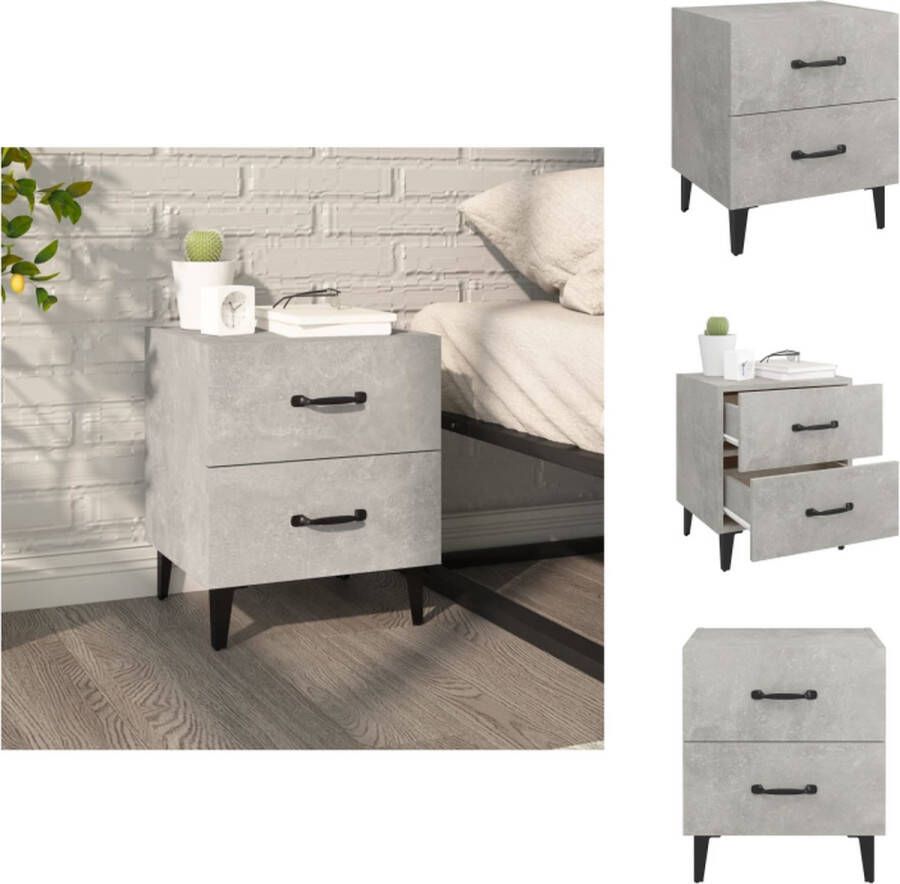 VidaXL Nachtkastje Industriële Stijl 40 x 35 x 47.5 cm Betongrijs Kast