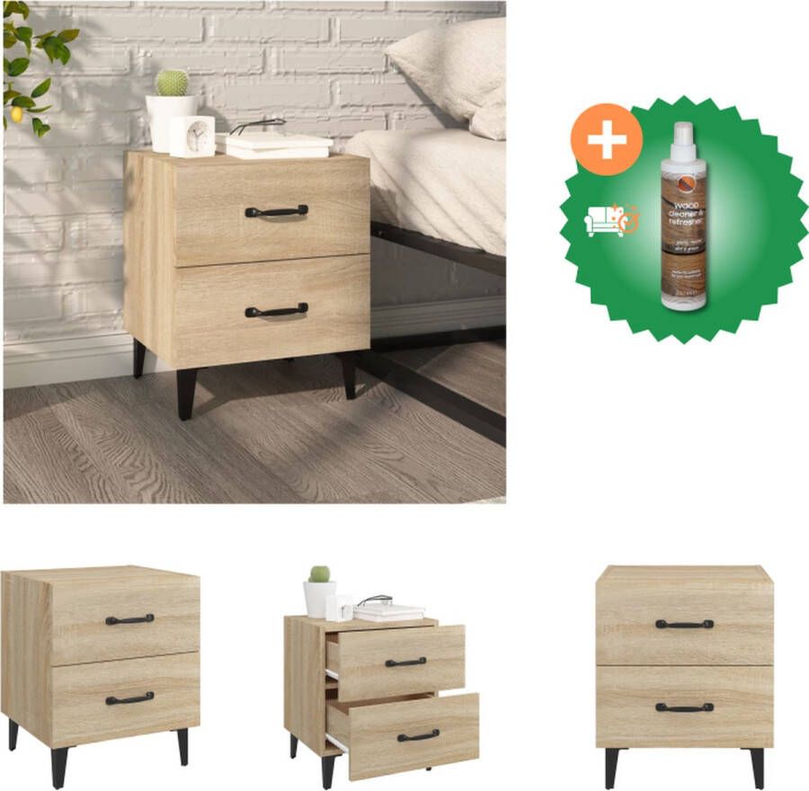 VidaXL Nachtkastje Industriële Stijl 40x35x47.5 cm Sonoma Eiken Kast Inclusief Houtreiniger en verfrisser - Foto 2