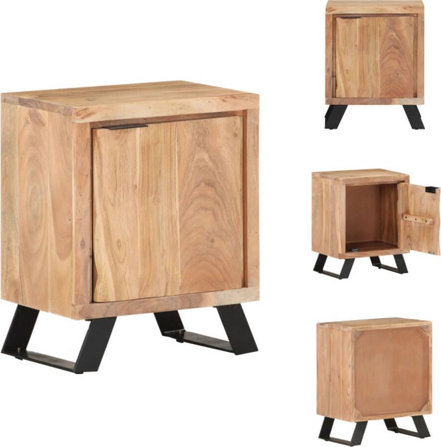 VidaXL Nachtkastje Industriële Stijl Acaciahout 40 x 30 x 50 cm Uniek design met natuurlijke houtnerven Montage vereist Kast
