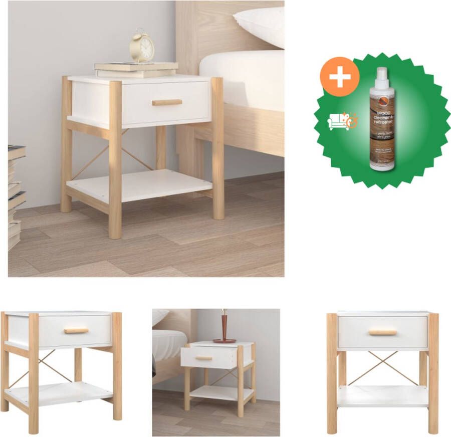 VidaXL Nachtkastje Klassiek Wit 42 x 38 x 45 cm Duurzaam hout Kast Inclusief Houtreiniger en verfrisser
