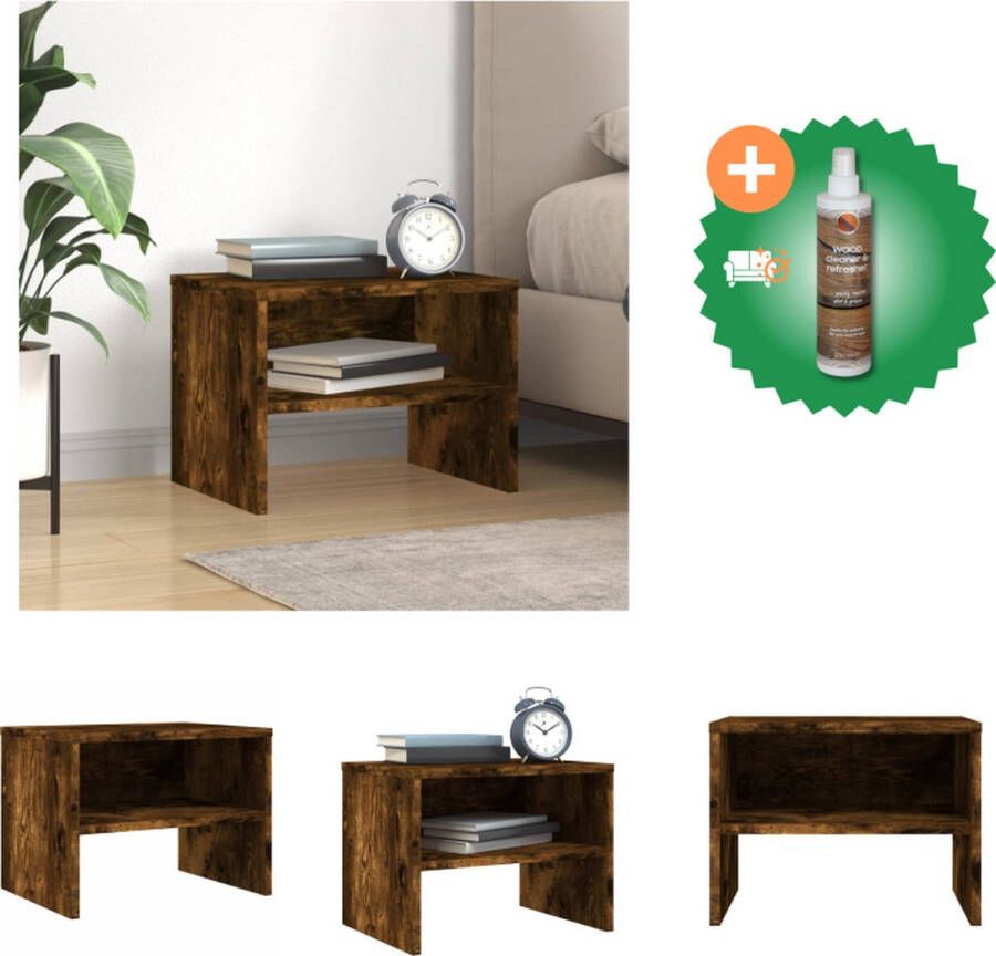 VidaXL Nachtkastje klassieke charme interieur afmetingen- 40 x 30 x 30 cm kleur- gerookt eiken ken- duurzaam materiaal Kast Inclusief Houtreiniger en verfrisser - Foto 2