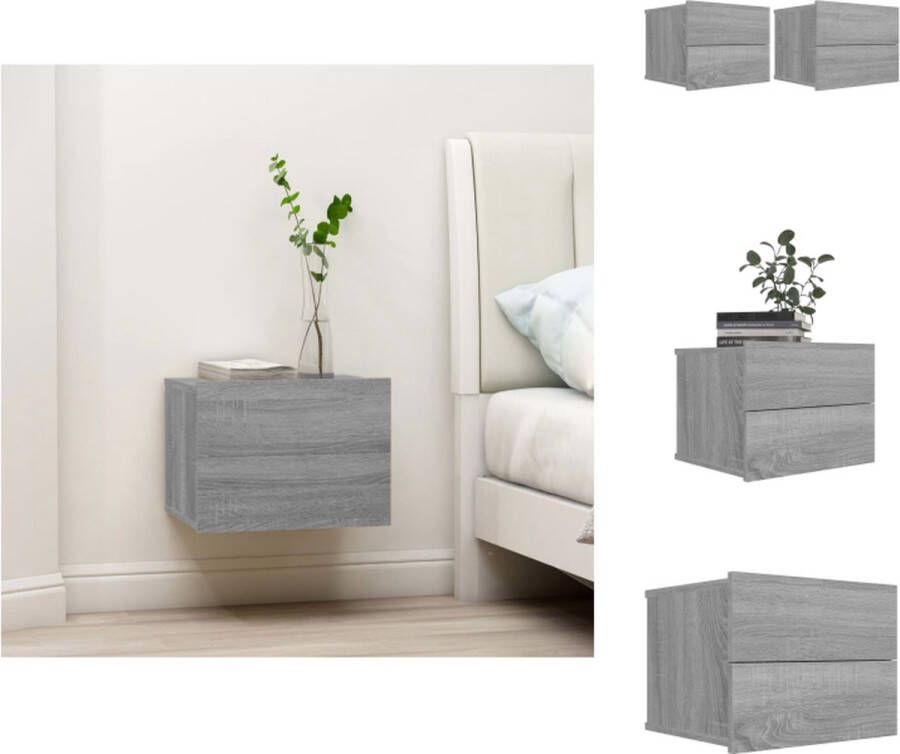 VidaXL Nachtkastje Nachtkastjes Houten Nachtkastje Telefoonkast Nachtkastjes 2 st 40x30x30 cm bewerkt hout grijs sonoma eiken - Foto 2