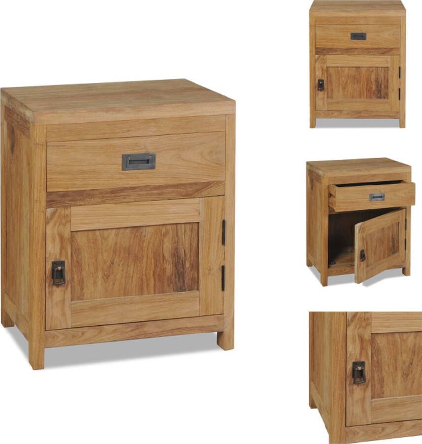 VidaXL Nachtkastje Nachtkastjes Ladekast Ladekasten Nachtkastje massief teakhout 40x30x50 cm - Foto 2