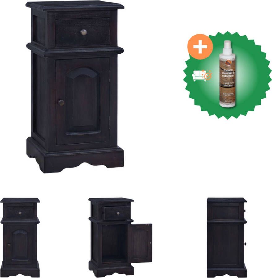 VidaXL Nachtkastje massief mahoniehout lichtkoffiekleurig Kast Inclusief Houtreiniger en verfrisser