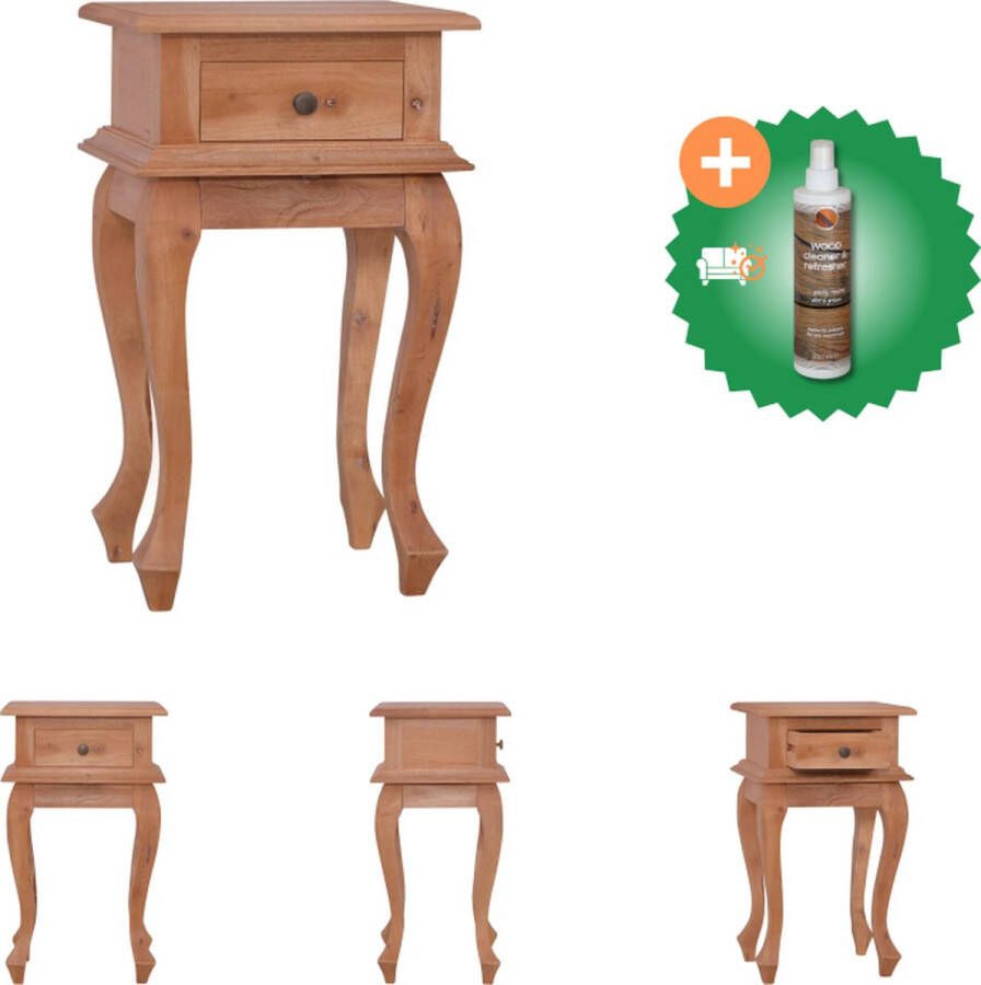 VidaXL Nachtkastje Mahoniehout 35x30x60cm Vintage Charme Kast Inclusief Houtreiniger en verfrisser