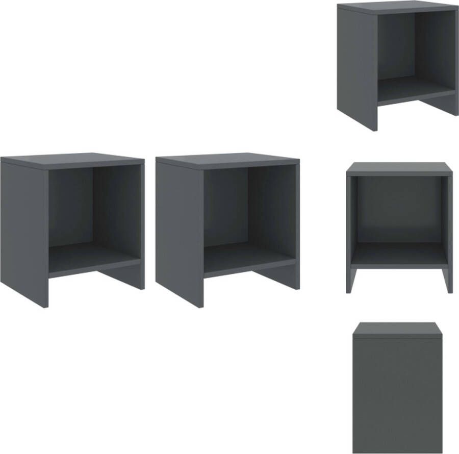 VidaXL Nachtkastje Nachtkastjes Houten Nachtkastje Houten Nachtkastjes 2 st 35x30x40 cm massief grenenhout donkergrijs - Foto 2