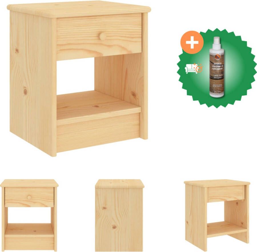VidaXL Nachtkastje 35x30x40 cm massief grenenhout lichthoutkleurig Kast Inclusief Houtreiniger en verfrisser