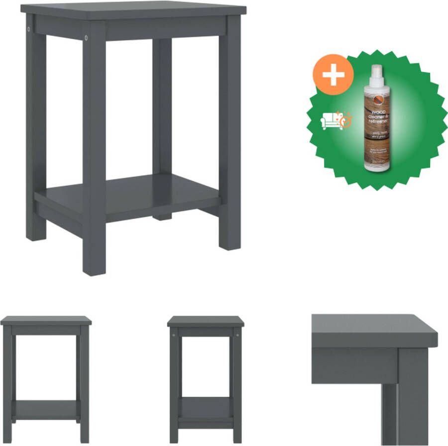 VidaXL Nachtkastje Massief grenenhout 35 x 30 x 47 cm Donkergrijs Kast Inclusief Houtreiniger en verfrisser