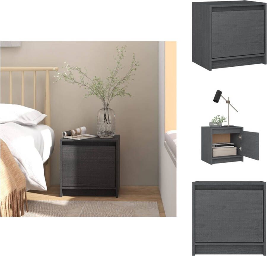 VidaXL Nachtkastje Nachtkastjes Nacht Kastje Nacht Kastjes Nachtkastje 40x30-5x40 cm massief grenenhout grijs - Foto 2