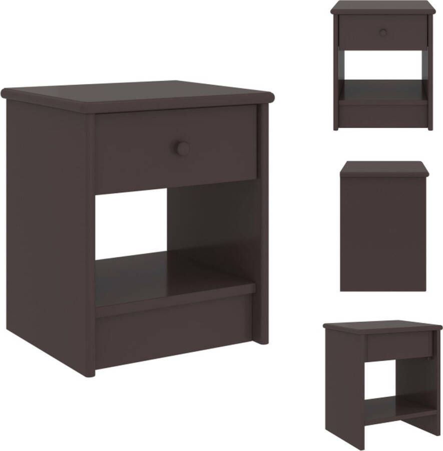 VidaXL Nachtkastje Nachtkastjes Houten Nachtkastje Houten Nachtkastjes Nachtkastje 35x30x40 cm massief grenenhout donkerbruin - Foto 2