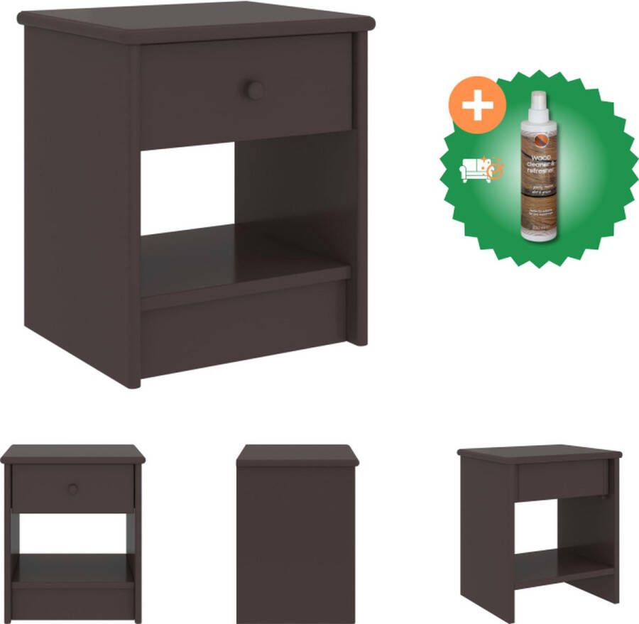 VidaXL Nachtkastje Massief Grenenhout Bedtafeltje Donkerbruin 35x30x40cm Massief Grenenhout Kast Inclusief Houtreiniger en verfrisser