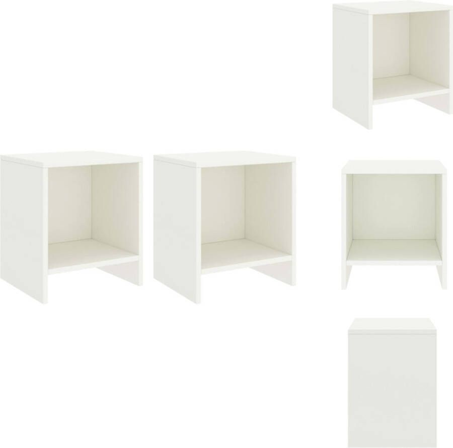 VidaXL Nachtkastje Nachtkastjes Houten Nachtkastje Houten Nachtkastjes 2 st 35x30x40 cm massief grenenhout wit - Foto 3