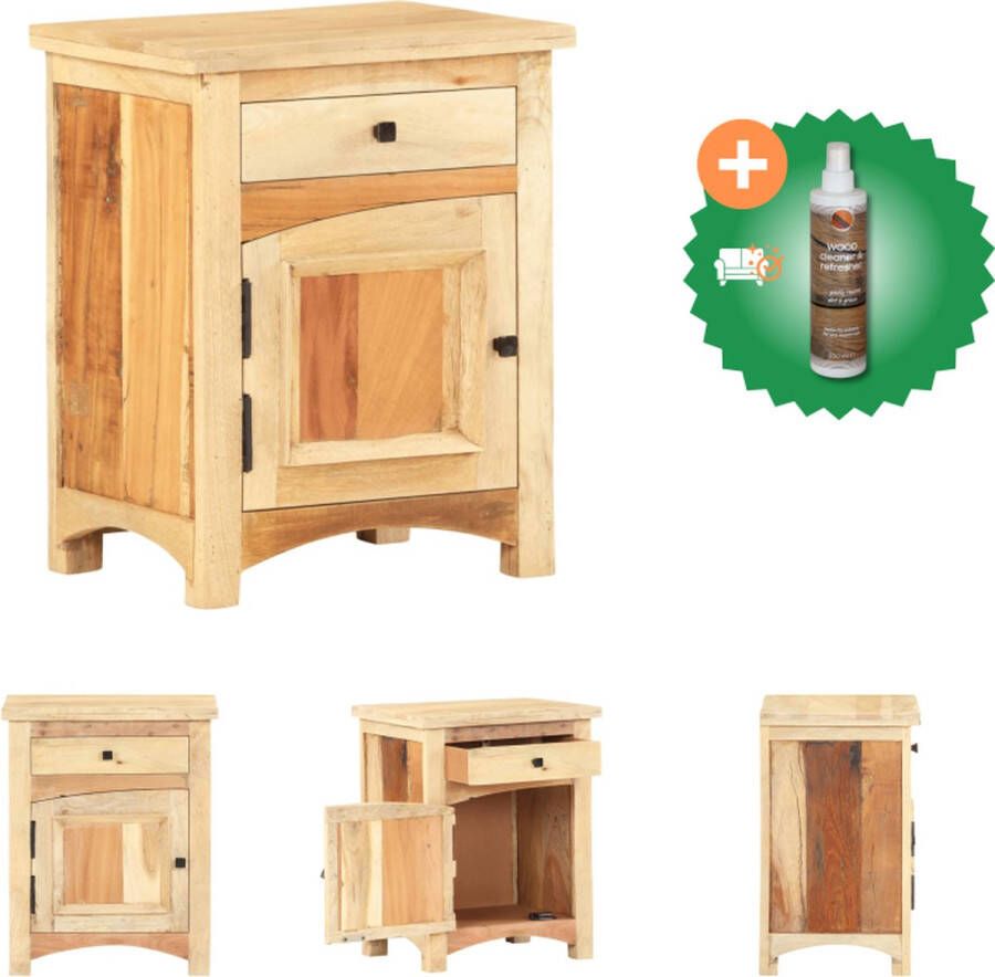 VidaXL Nachtkastje Hout 40 x 30 x 50 cm Vintage Gerecycled Hout Zwart Bruin Kast Inclusief Houtreiniger en verfrisser - Foto 4