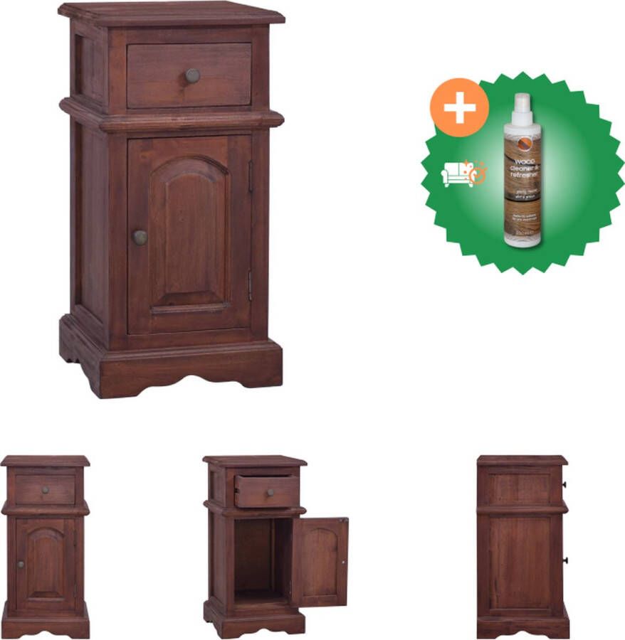 VidaXL Nachtkastje massief mahoniehout klassiek bruin Kast Inclusief Houtreiniger en verfrisser