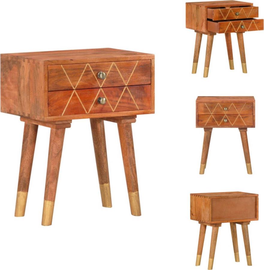 VidaXL Nachtkastje Nachtkastjes Houten Bedkastje Bedtafel Nachtkastje 43x30x58 cm massief mangohout - Foto 2