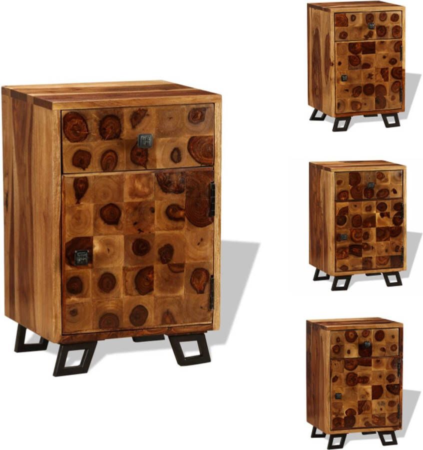 VidaXL Nachtkastje Massief Sheeshamhout 37 x 30 x 54 cm Rustieke Charme Kast
