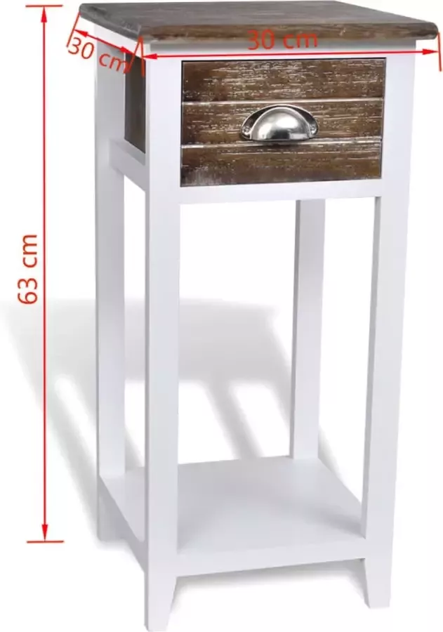 VidaXL -Nachtkastje-met-1-lade-bruin-en-wit - Foto 3