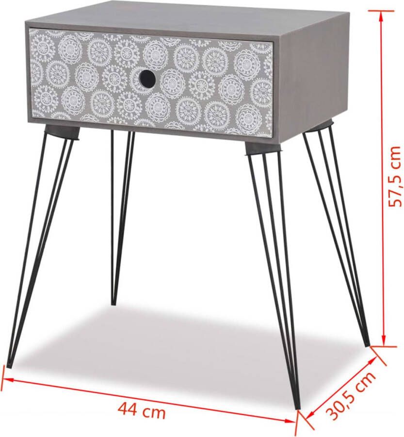 VidaXL -Nachtkastje-met-1-lade-rechthoekig-grijs