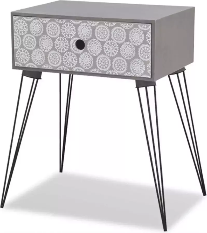 VidaXL -Nachtkastje-met-1-lade-rechthoekig-grijs - Foto 2