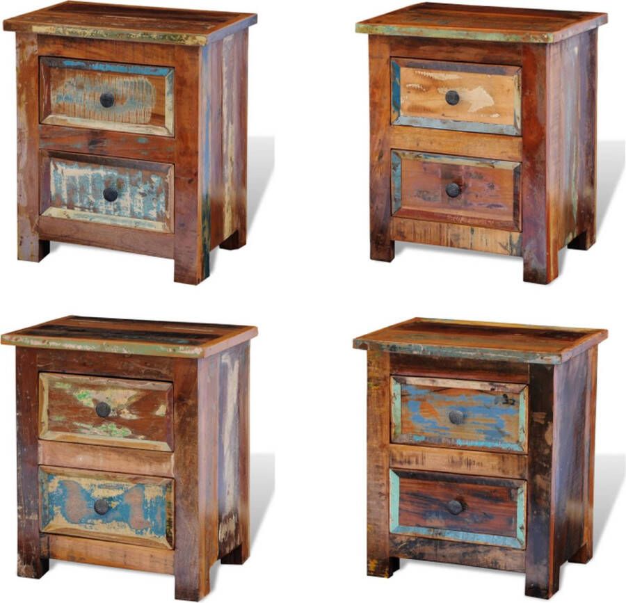 VidaXL Nachtkastje met 2 lades massief gerecycled hout Kast Kasten Kastje Kastjes