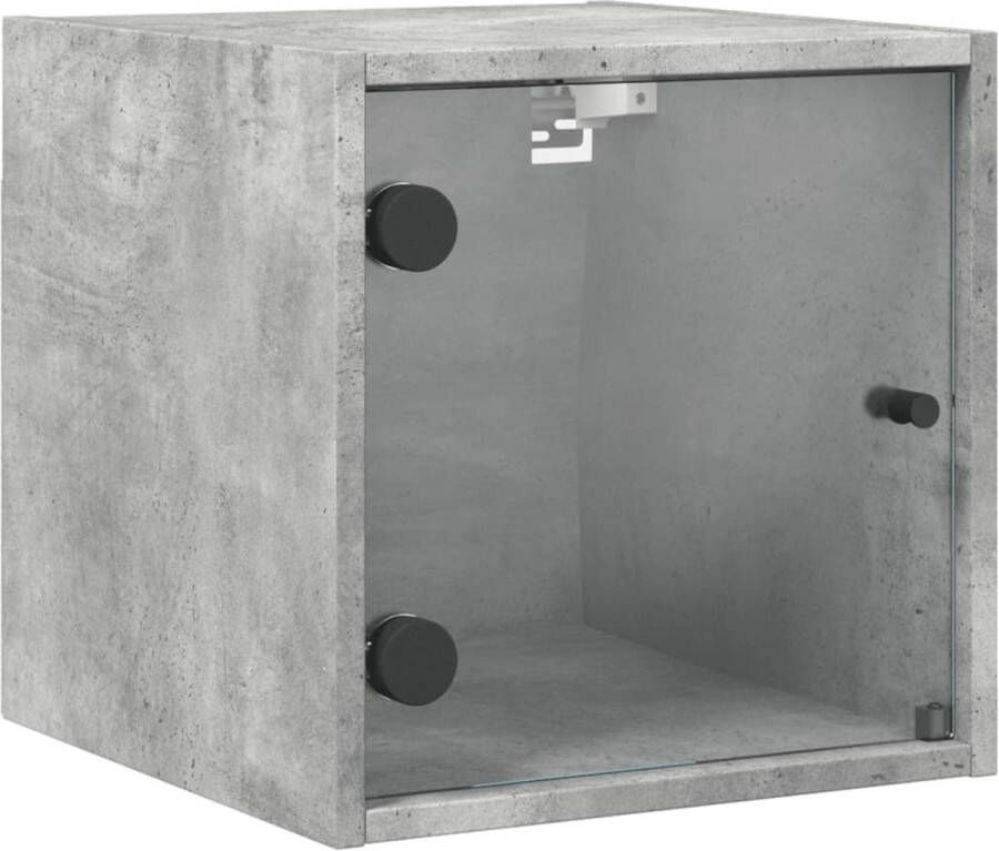VidaXL -Nachtkastje-met-glazen-deur-35x37x35-cm-betongrijs - Foto 3