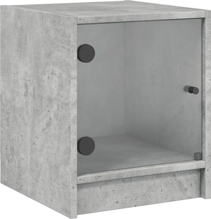VidaXL -Nachtkastje-met-glazen-deur-35x37x42-cm-betongrijs - Foto 3