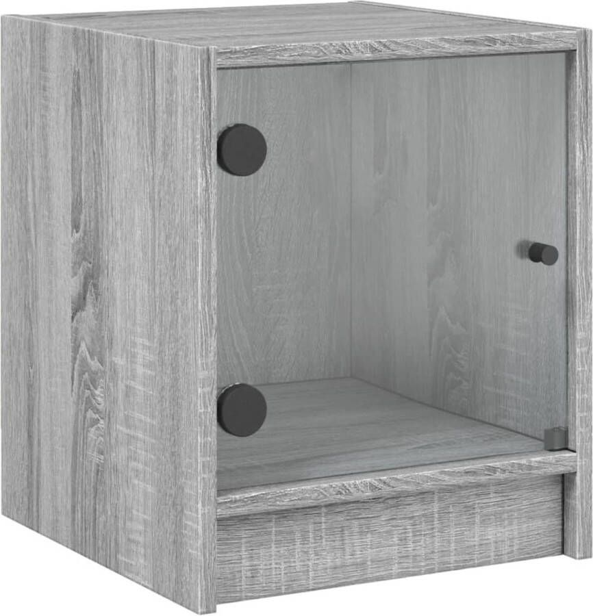VidaXL Nachtkastje Glazen Deur Grijs Sonoma Eiken Nachtkaste Nachtkastje Salontafel Bijzettafel Grijze Meubels