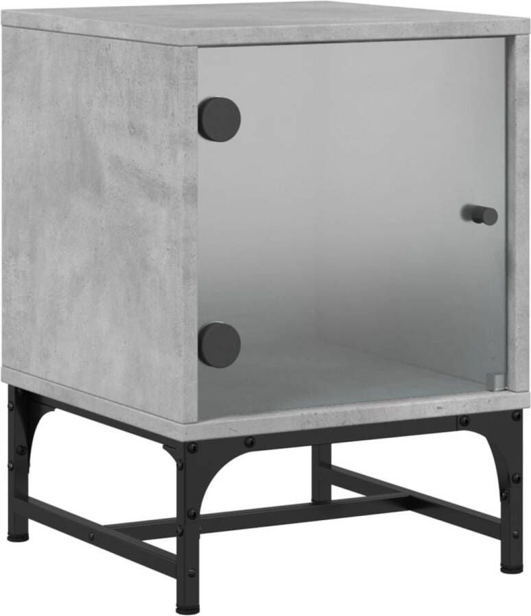 VidaXL -Nachtkastje-met-glazen-deur-35x37x50-cm-betongrijs - Foto 3