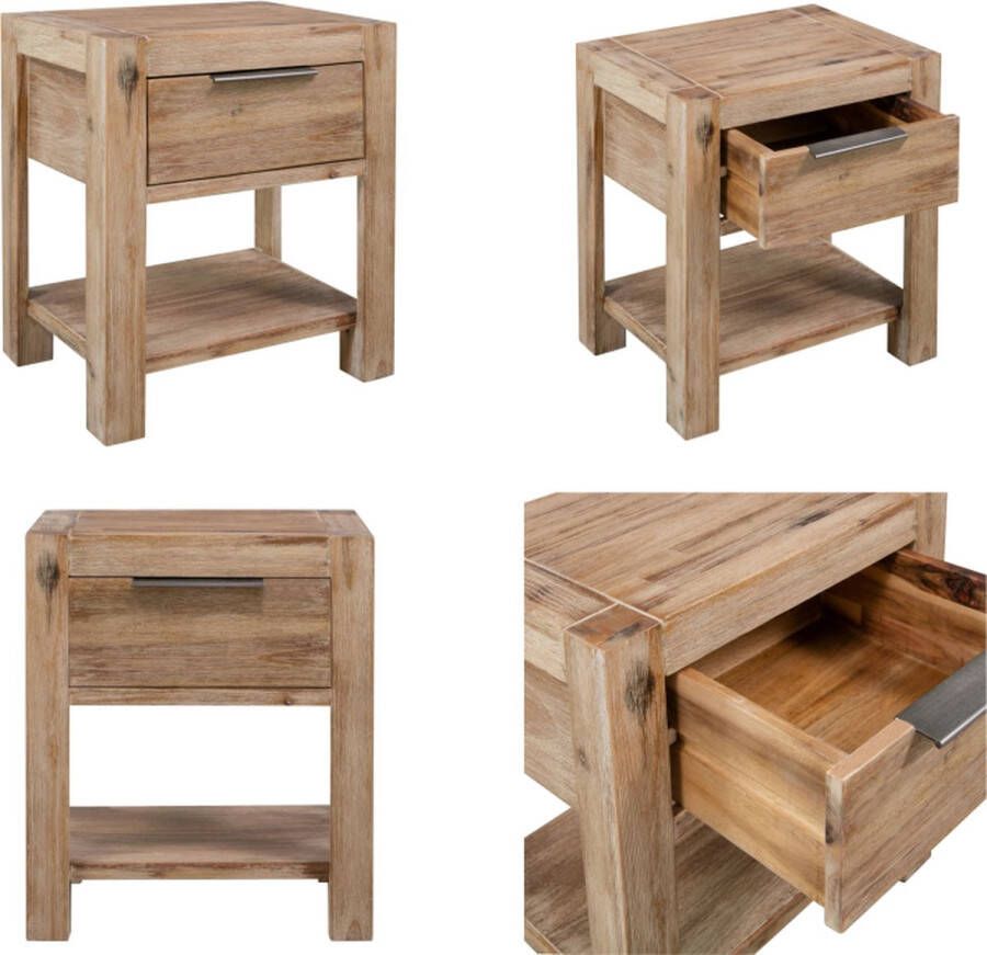 VidaXL Nachtkastje met lade 40x30x48 cm massief acaciahout Nachtkast Nachtkasten Nachtkastje Nachtkastjes