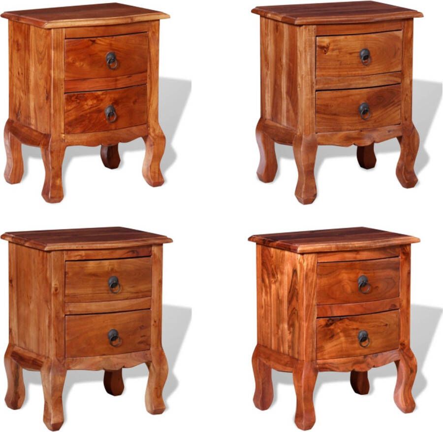 VidaXL Nachtkastje met lades massief acaciahout Nachtkast Nachtkasten Nachtkastje Nachtkastjes