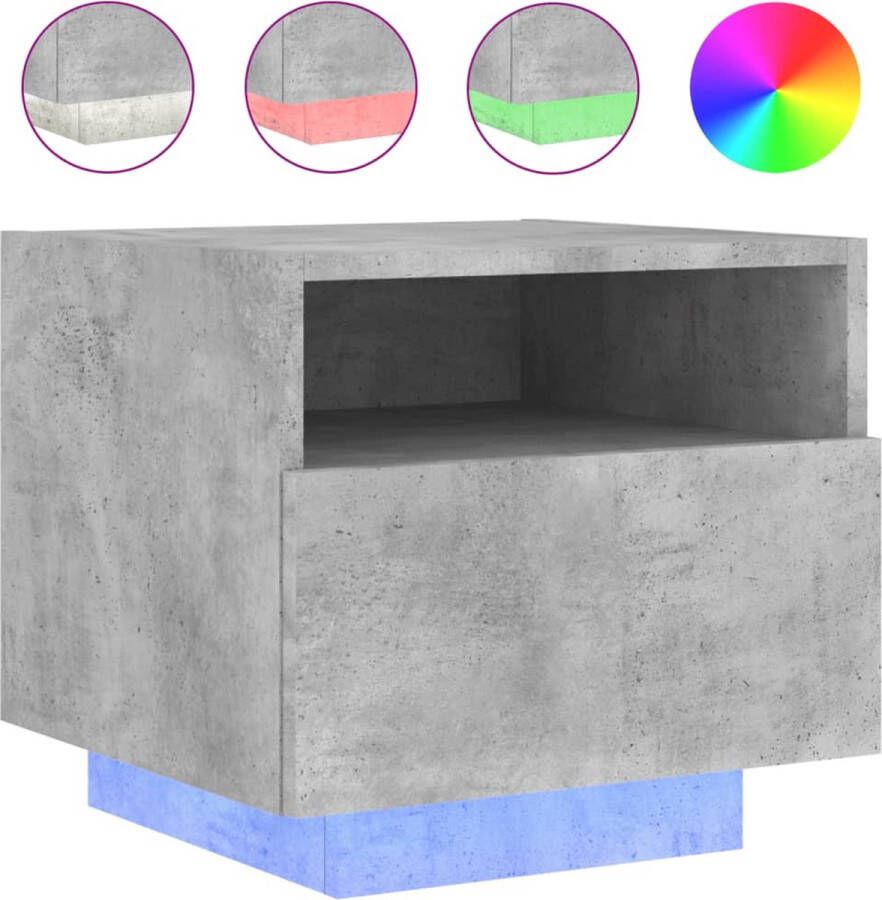 VidaXL -Nachtkastje-met-LED-verlichting-40x39x37-cm-betongrijs - Foto 2