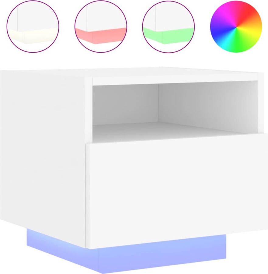 VidaXL -Nachtkastje-met-LED-verlichting-40x39x37-cm-wit - Foto 2