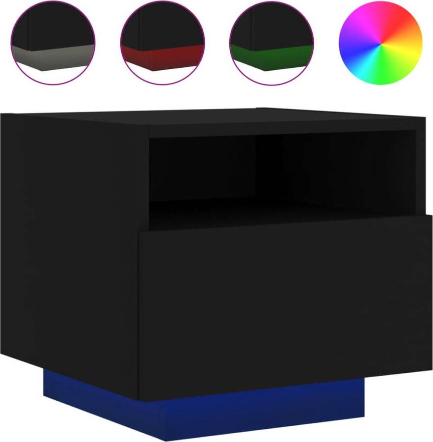 VidaXL -Nachtkastje-met-LED-verlichting-40x39x37-cm-zwart - Foto 2
