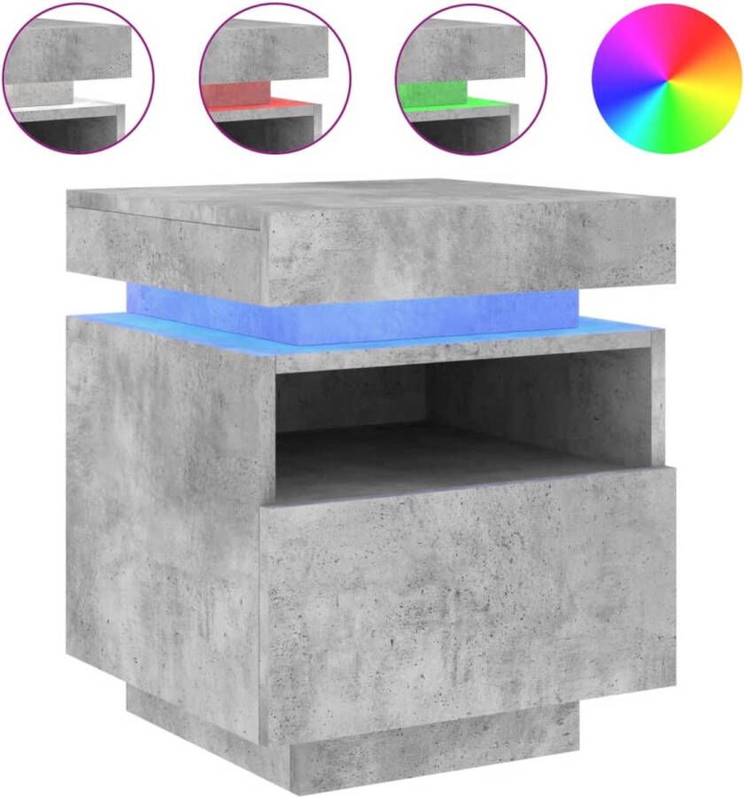 VidaXL -Nachtkastje-met-LED-verlichting-40x39x48 5-cm-betongrijs - Foto 2