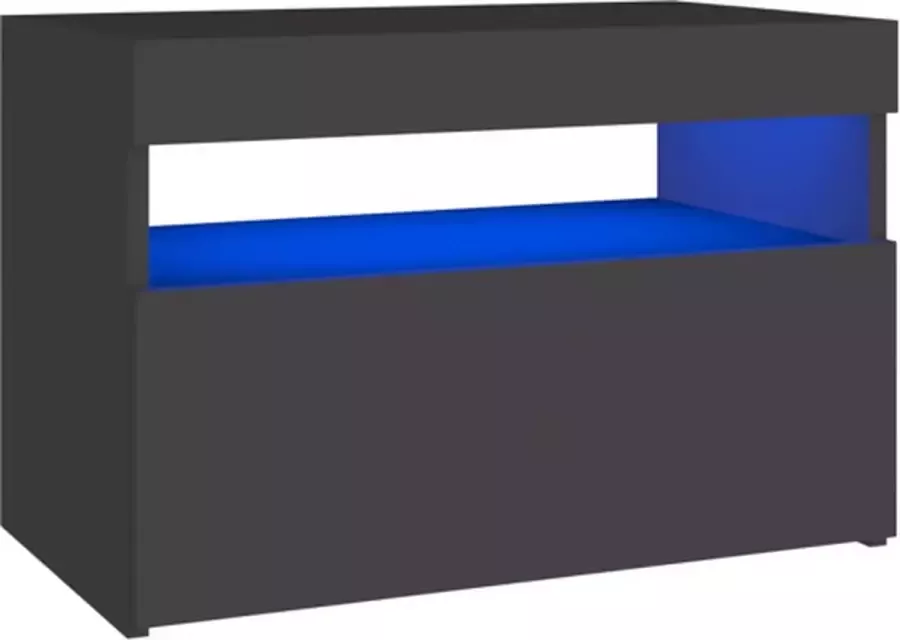 VidaXL Nachtkastje met LED-verlichting 60x35x40 cm bewerkt hout grijs - Foto 2