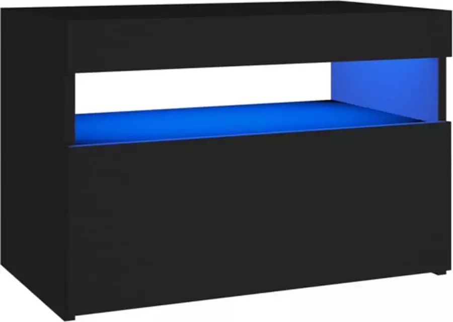 VidaXL -Nachtkastje-met-LED-verlichting-60x35x40-cm-bewerkt-hout-zwart - Foto 5