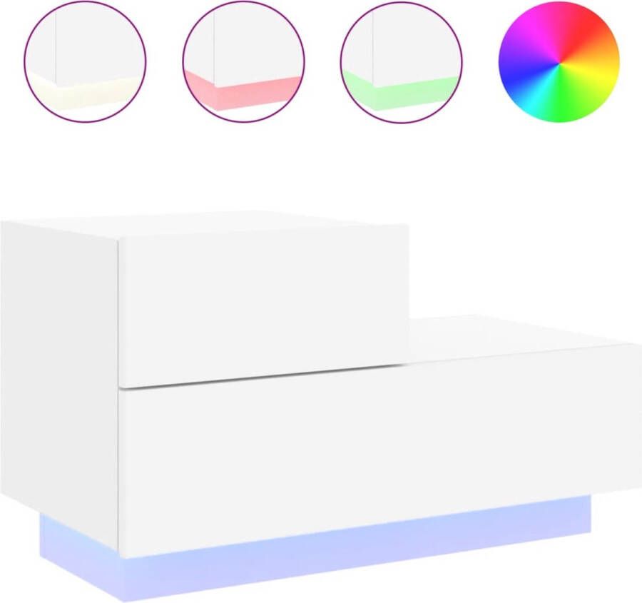VidaXL -Nachtkastje-met-LED-verlichting-70x36x40 5-cm-wit - Foto 2